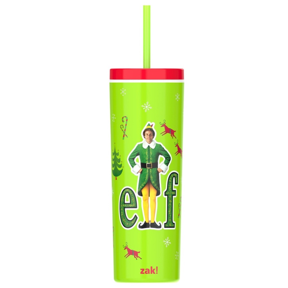 NEW!! Zak! Buddy The Elf 22.5 oz Tumbler With Straw (NWT)